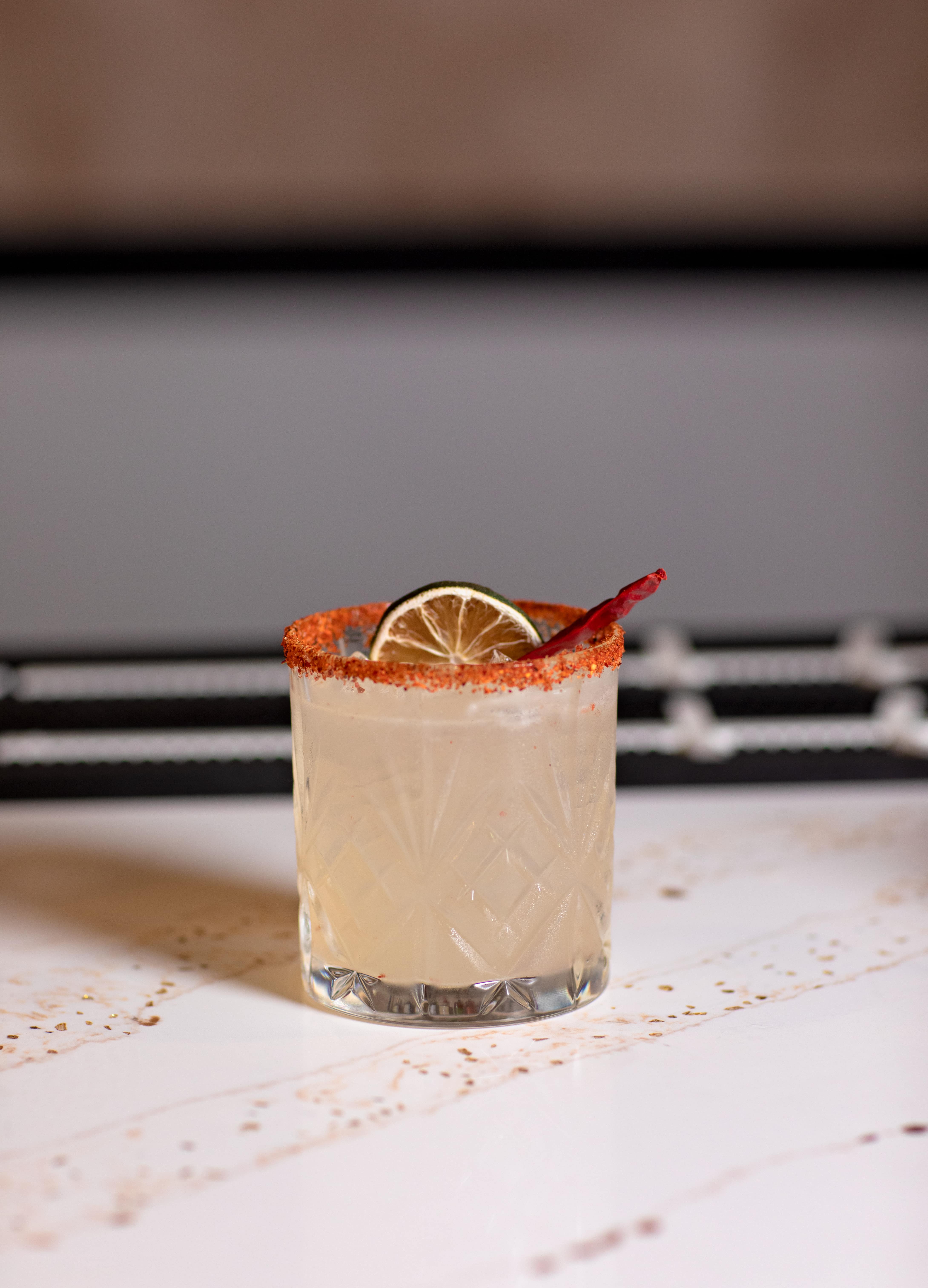 Chili-lime margarita with a tajin rim