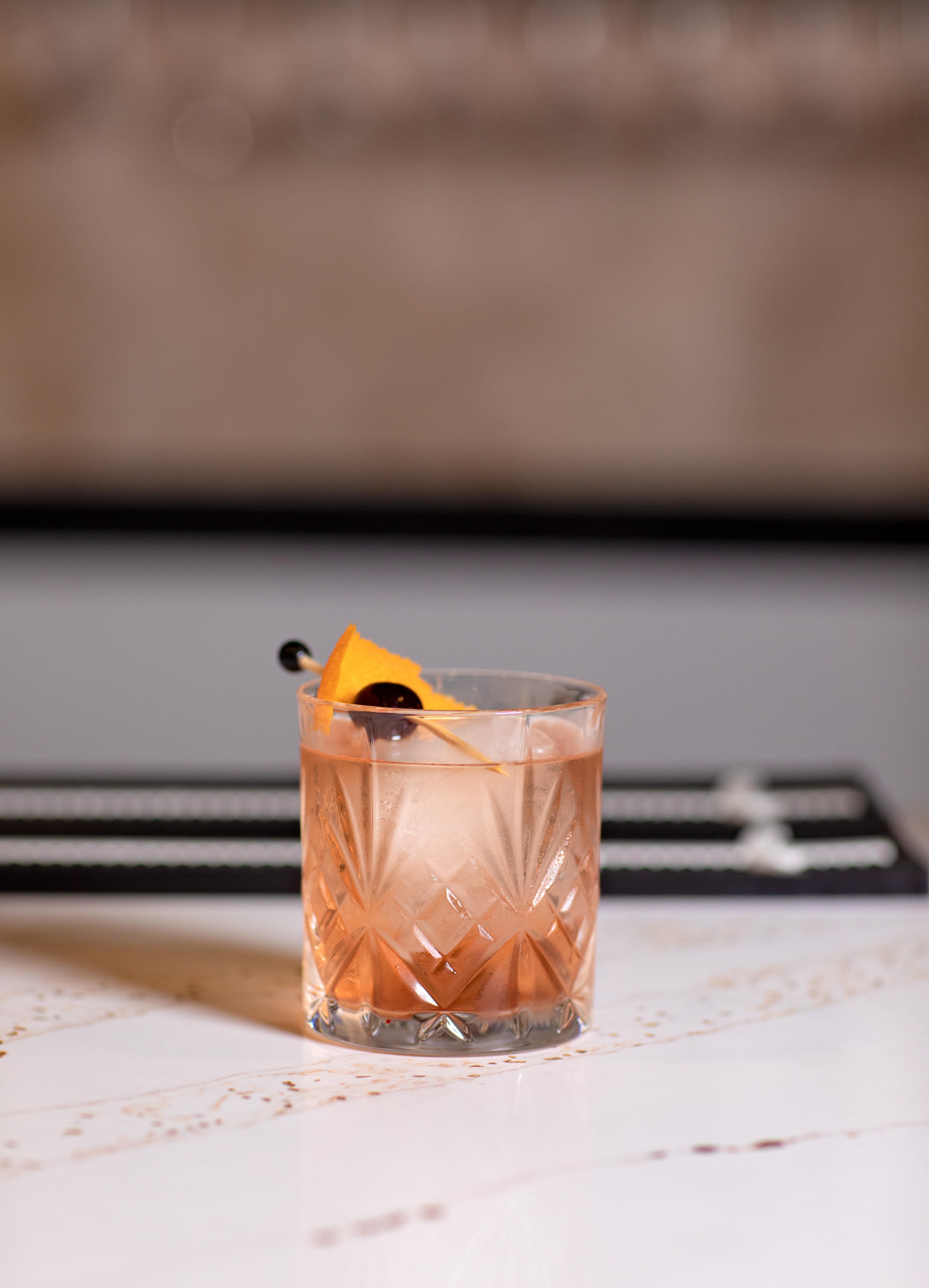 Old fashioned in a cut-crystal rocks glass